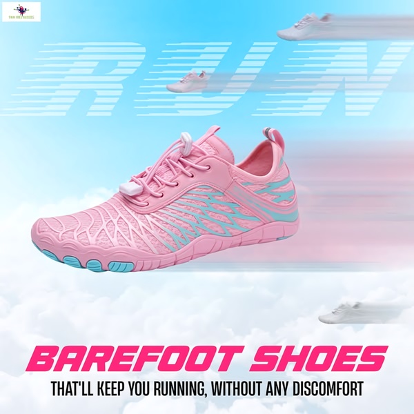 barefoot shoes, minimalist shoes, running shoes, athletic shoes, fitness shoes, training shoes, sports shoes, product launch, minimalist, energetic, fresh, pink, blue